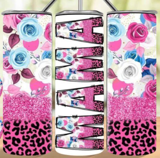 PINK CHEETAH FLORAL MAMA 20oz TUMBLER