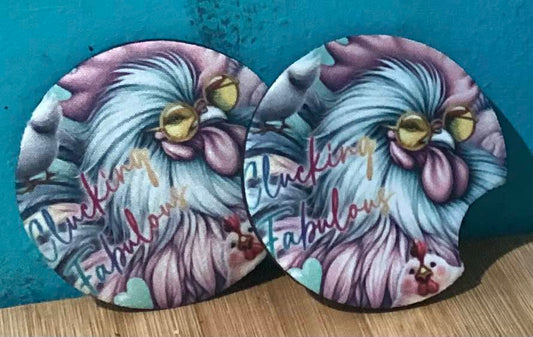 CLUCKING FABULOUS CAR COASTERS