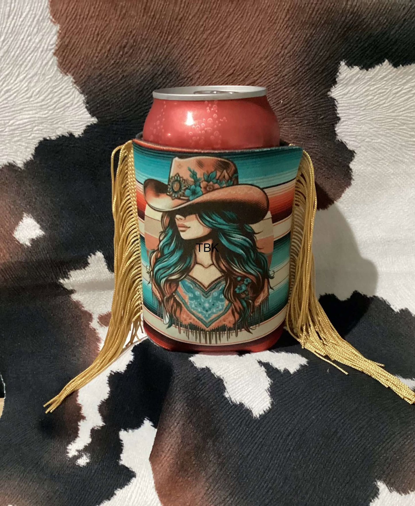 BOUJEE COWGIRL FRINGED KOOZIE