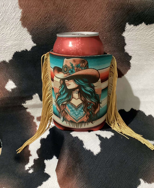 BOUJEE COWGIRL FRINGED KOOZIE