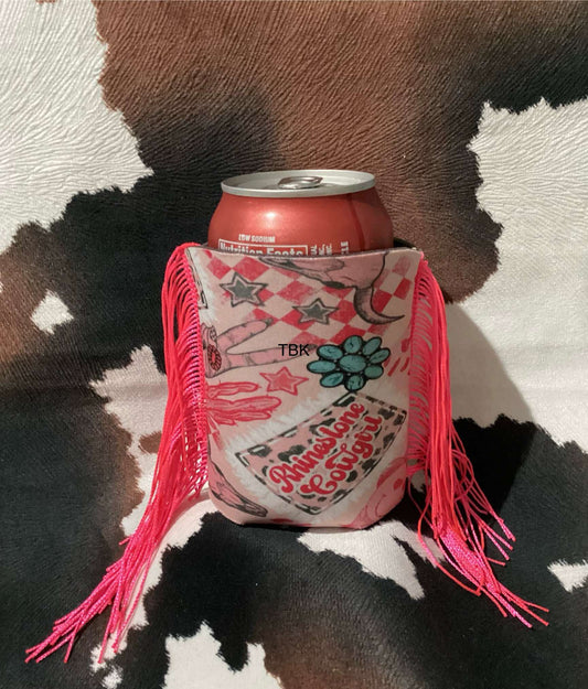 RHINESTONE COWGIRL FRINGED KOOZIE