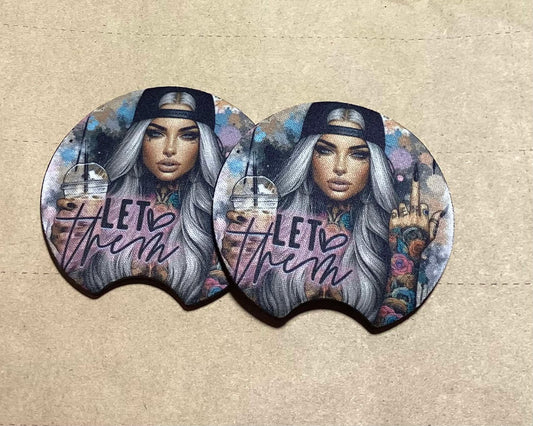 "LET THEM" CAR COASTERS
