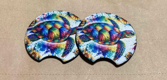 TYE DYE TURTLE CAR COASTERS