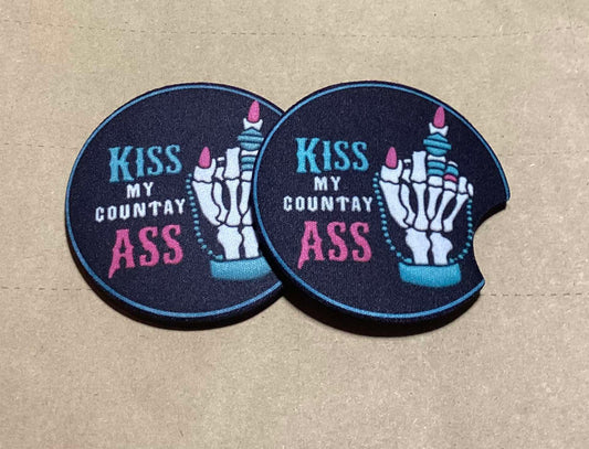KISS MY COUNTRY ASS CAR COASTERS
