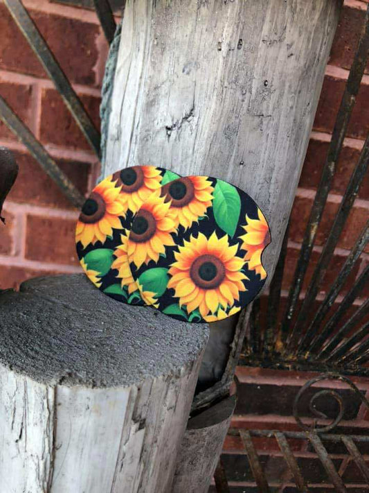 SUNFLOWERS  CAR COASTER SET