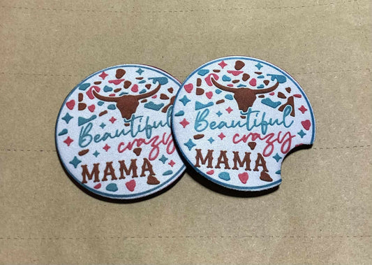 BEAUTIFUL CRAZY MAMA  CAR COASTER SET