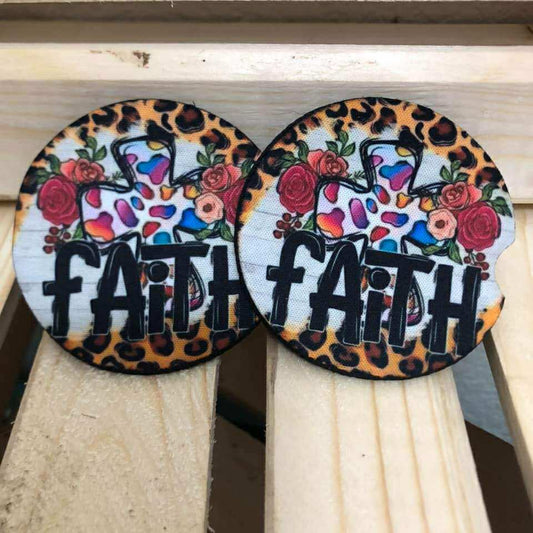 LEOPARD FAITH  CAR COASTER SET