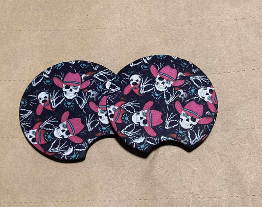 COWBOY SKELLY  CAR COASTER SET