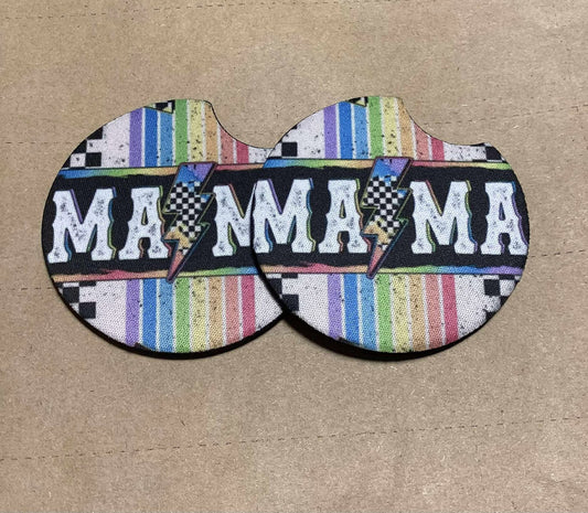 STRIPED MAMA  CAR COASTER SET