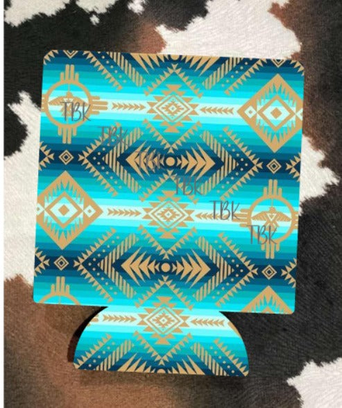 TEAL AND GOLD KOOZIE