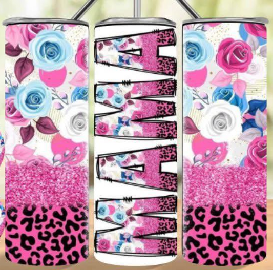 PINK CHEETAH FLORAL MAMA 20oz TUMBLER