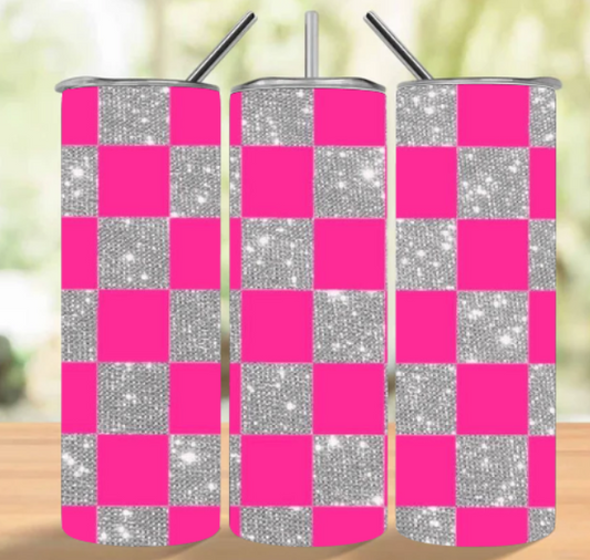 PINK AND SILVER 20oz TUMBLER