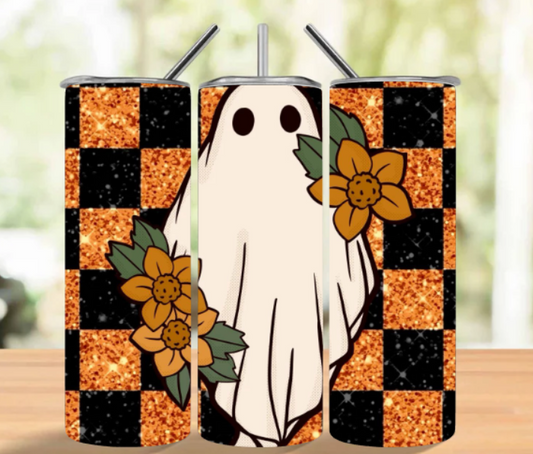 Checkered Ghost 20 oz tumbler