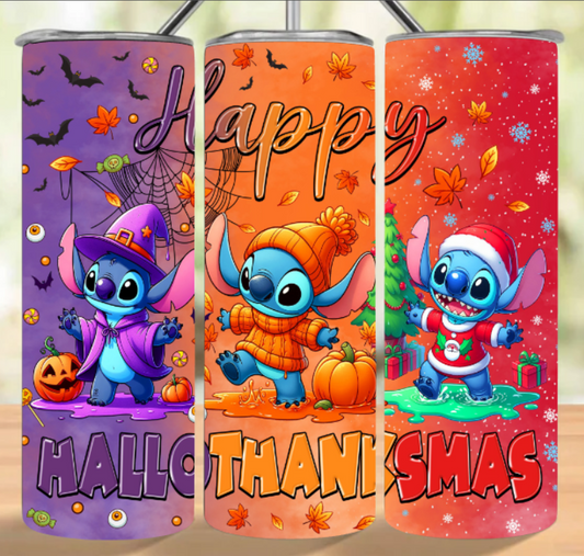 HALLOTHANKSMAS STITCH TUMBLER