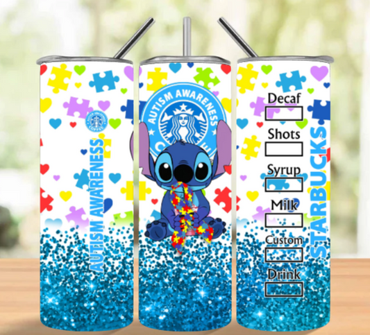 STITCH AUTISM AWARENESS TUMBLER